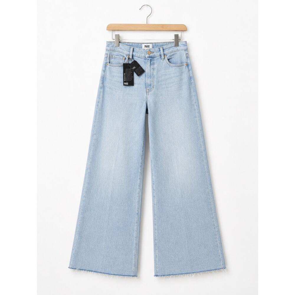 NWT PAIGE Anessa 31 High Rise Wide Leg Jeans Suki Distressed Raw Hem Luxury 31 - Picture 4 of 14